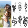 10 Sheets Realistic Snake Temporary Tattoo stickers for Women Men, Fake Snake Tattoo Stickers for Adults Girl’s Arm Body, Black Serpent Peony Floral Kids.