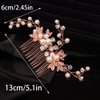 Teyglen Wedding Leaf Hair Comb Bridal Crystal Pearl Hair Pieces Handmade Gold Leaf Side Hair comb for Bride Rhinestone Hair Pieces Headpieces Bridal Hair Accessories for Women Girls (Gold)