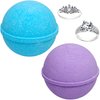 Ocean Breeze Lavender Bath Bombs Gift Set of 2 with Size 6 Ring Inside Each Made in USA