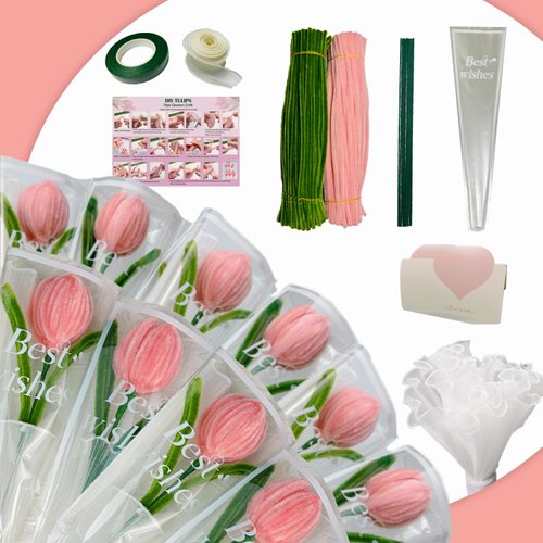 NOVVAOGO Pipe Cleaners Craft Supplies, Chenille Stems Flower Craft Kit with Tutorial, 200pcs Pipe Cleaners for Craft, DIY Art Creative Crafts for Weddings Birthday Party Gifts