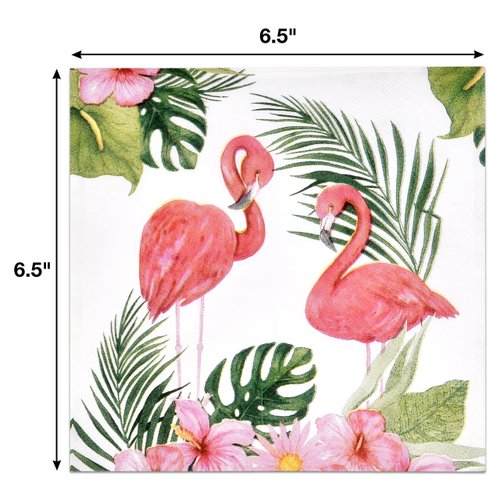 100 Pcs Pink Flamingo Luncheon Napkins Disposable Tropical Flamingos Hawaiian Luau Lunch Napkin for Summer Pool Beach Birthday Dinner Party Supplies
