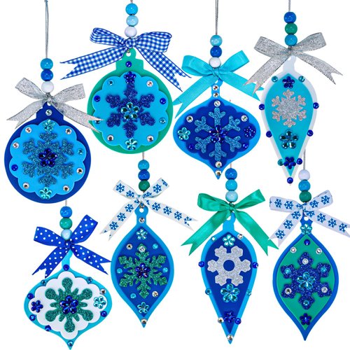 Winlyn 24 Sets Christmas Craft Kits Winter Crafts DIY Snowflake Baubles Ornaments Decorations Snowflake Foam Stickers Christmas Arts and Crafts for Kids Holiday Classroom Art Activities Party Favors