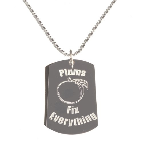 Hat Shark Plums Fix Everything - Luggage Metal Chain Necklace Military Dog Tag