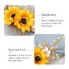 Jeairts Sunflower Bride Wedding Hair Comb Crystal Pearl Bridal Hair Pieces Leaf Side Combs Hair Dress Decorative Hair Accessories for Women and Girls (2-Gold)
