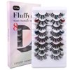 Fluffy Lashes Dramatic Eyelashes Mink Lashes Fluffy false eyelashes 8 Pairs Pack D Curly Wispy Strip Z1 COLOR