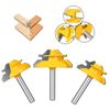 TOTOWOOD 45 Degree Lock Miter Router Bit 3-Piece Set, for 31/64", 37/64",3/4" Cutting Height, 1/4 Inch Shank.Woodworking Tools Joint Router Bits (3PCS 1/4 Shank)