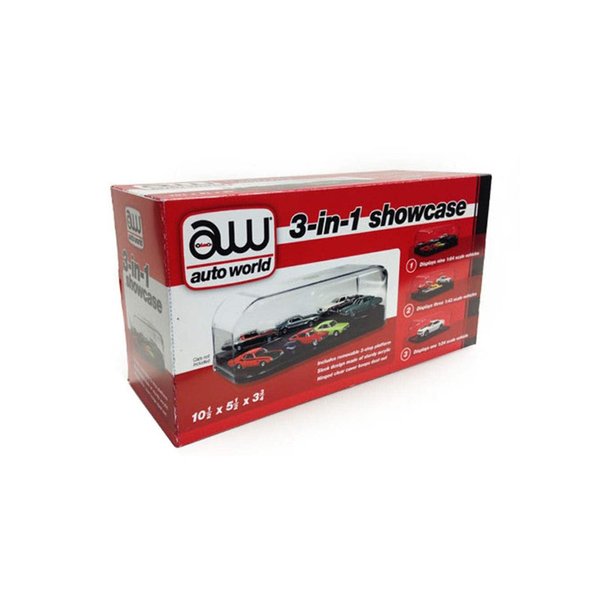 Auto World - 3 in 1 Display Case (Interchangeable Inserts) 10.5" x 5.5" x 3.75", 1:24 (AWDC004)