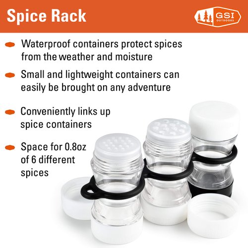 GSI Outdoors Waterproof Spice Rack for Camping, Car Camping, RV and Home, Clear, Black