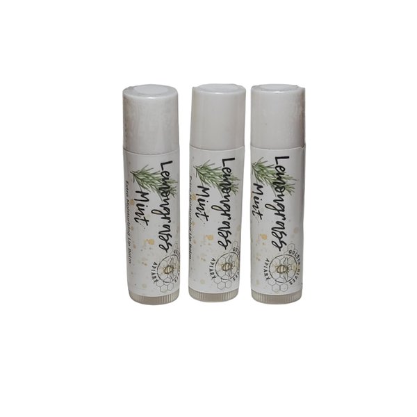 Golden Hives Apiary Moisturizing Lip Balm With Raw Beeswax & Organic Cocoa Butter - Lemongrass Mint (pack of 3)