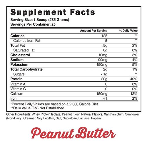 Steel Supplements Whey-Iso | Whey Isolate Protein Powder | Fast Absorbing | Lean Muscle Growth | Easy Digestion | Gluten Free | Low Carb | 25 Serving (Peanut Butter)