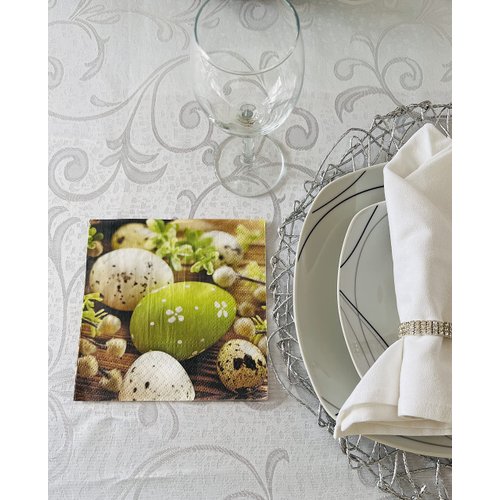 AM Decor Easter Luncheon Paper Napkins 20-Count Dinner Paper Napkins Servilities13" x 13"(Unfolded) (Eggs Among Catkins)