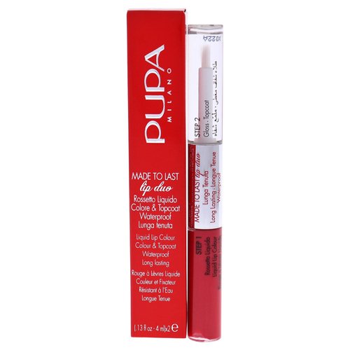 Pupa Milano Made To Last Lip Duo - Smudge-Proof Lip Color And Gloss - Highly Pigmented Shades - One Swipe Color Payoff - Gives Unrivaled Glassy Effect - Long Lasting - 001 Hot Coral - 0.13 Oz