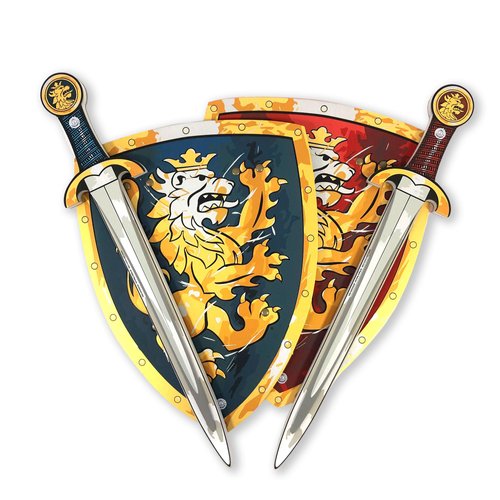 Liontouch - Noble Knight Toy Swords & Shields for Two Kids, Blue & Red | Pretend Play Set in Durable Foam in Traditional Medieval Style | Safe Weapons & Accessories for Dress Up & Costumes for Boys