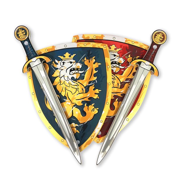 Liontouch - Noble Knight Toy Swords & Shields for Two Kids, Blue & Red | Pretend Play Set in Durable Foam in Traditional Medieval Style | Safe Weapons & Accessories for Dress Up & Costumes for Boys