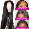 DACHIC 200% Density Straight Glueless Lace Closure Wigs Human Hair HD Transparent Lace Front Wigs Human Hair Pre Plucked Brazilian Human Hair Wigs for Women Middle Part 24 Inch Straight wig