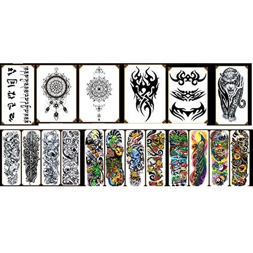 PowerTRC Temporary Tattoo Full Sleeve, 20 Sheets Of Full And Half Sleeve Temporary Tattoos Stickers For Men, Women, Boys And Girls Easy To Use For Events