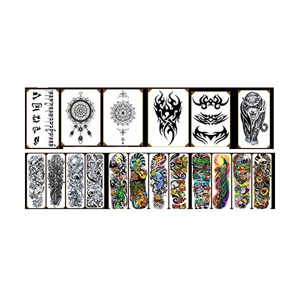 PowerTRC Temporary Tattoo Full Sleeve, 20 Sheets Of Full And Half Sleeve Temporary Tattoos Stickers For Men, Women, Boys And Girls Easy To Use For Events
