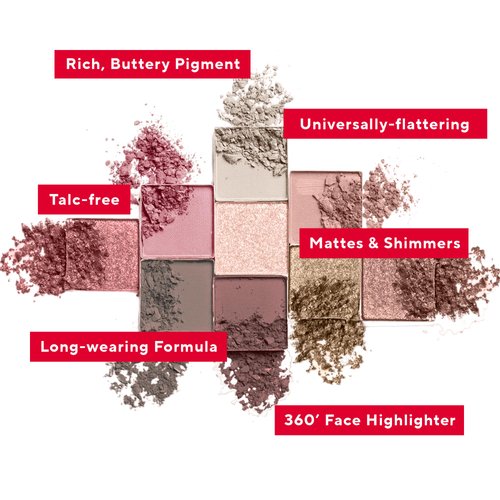 Mirabella Eye Love You Neutral Eyeshadow Palette Collection, Makeup Palette with Ultra-Pigmented Pressed Powders, Natural Matte & Shimmer Eyeshadows with Moisturizing Jojoba & Triglyceride, Romance