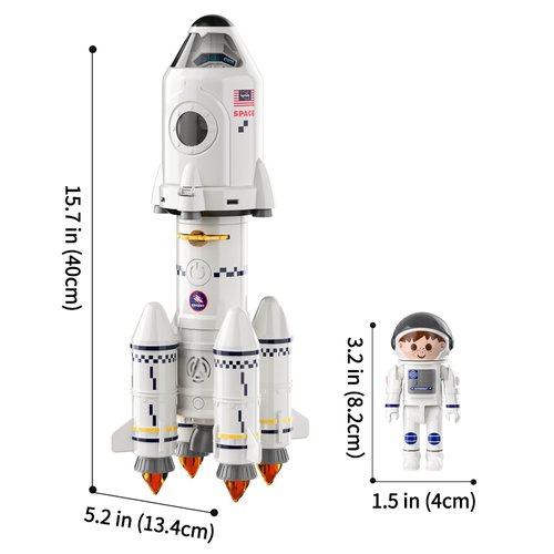TEMI Space Airplane Spacecraft Toy for 3 4 5 6 7 8 9 Years Old Kids, Science Educational 5-in-1 Aerospace Toy with 2 Astronauts, Projection Lamp, Outer Space Toy Gifts for Boys Girls 3+