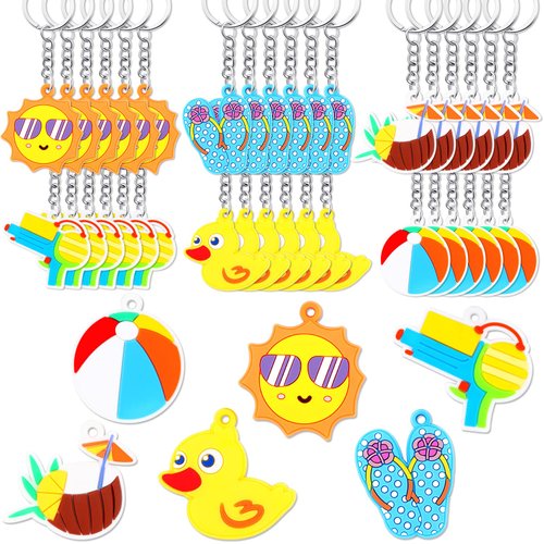 Taiyin 36 Packs Pool Party Keychains Beach Ball Pool Summer Birthday Party Keychains for Birthday, Luau, Beach, and Pool Parties, Cool Goodie Bag Fillers