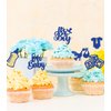 Gyufise 24Pcs Baby Shower Cupcake Toppers Glitter Tie Onesie Baby Bottle Oh Baby Cupcake Picks It's a Boy Cake Decorations for Baby Shower Gender Reveal Kids Boys Birthday Party Supplies Deep Blue