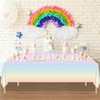 QUERICKY 4 Pack Pastel Rainbow Tablecloths, 108x51'' Plastic Disposable Rectangle Pastel Rainbow Table Cover for Girls Rainbow Birthday Party Decorations Baby Shower Party Supplies