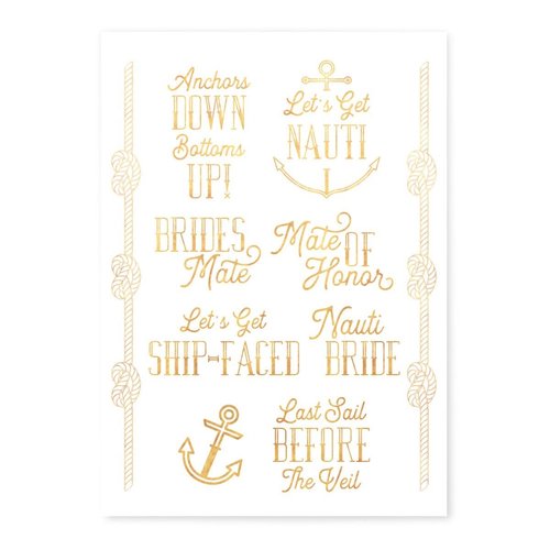 Weddingstar Gold Bachelorette Party Temporary Tattoos - Nautical