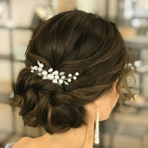 Eyret Bride Wedding Hair Comb Silver Pearl Hair Piece Rhinestone Bridal Hair Accessories for Women and Girls