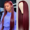 Estelle Wig 13x6 Burgundy Silk Straight Human Hair Wigs Glueless Lace Front Hair 150% Density Pre Plucked Hair for Black Women (14inch, 13x6 lace front wig)
