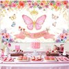 Butterfly Theme Party Decorations, Butterfly Birthday Decorations with Pink Purple Balloon Arch Kit Butterfly Photography Backdrop Banner and Tablecloth for Girls Women Birthday Party Decor
