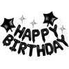23pcs Birthday Balloons Banner, 3D Black Premium Mylar Foil Letter Happy Birthday Banner with 5pcs Star Balloons Kits for Kids Girls Boys Men Adults Birthday Party Decorations Supplies