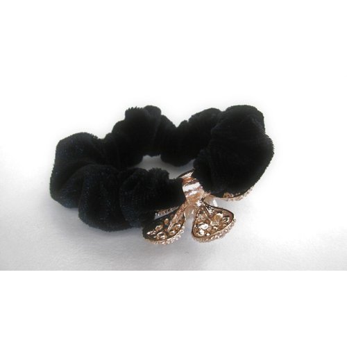Flower shaped hair tie pony tail holder scrunchie with crystals and pearl