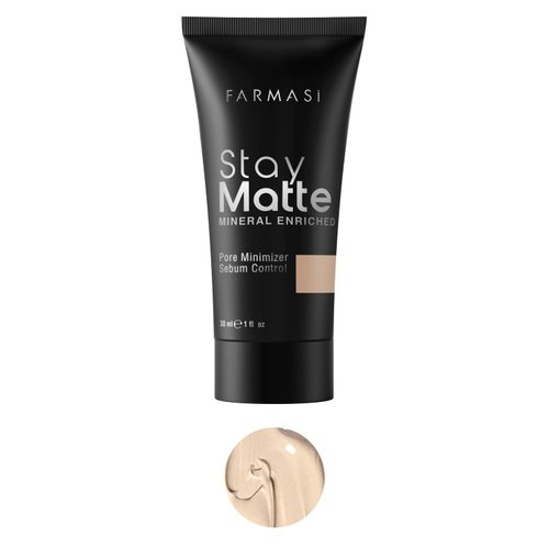 FARMASi Stay Matte Foundation, Matte Finish Foundation for a Naturally Flawless Look, Poreless, Oil Free & Full Coverage Face Makeup, 1 fl. oz / 30 ml (Porcelain)