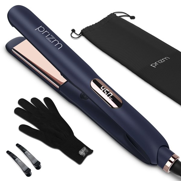 Hair Straightener Flat Iron, 1.25'' Hair Straightener and Curler 2 in 1, Prizm Hair Straightener Iron with Adjust Temp 330°F to 450°F, Ceramic Tourmaline Titanium Flat Iron for Gifts Travel, 110-240V