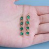 Sttiafay Vintage Emerald Crystal Threader Earrings Green Gem Drop Earrings Emerald Cz Square Earrings Gold Long Emerald Chain Earrings Jewelry for Women