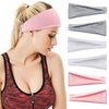 FULZTEY Headbands for Women Neutral Wide Hairbands Fashion Boho Headwraps Stretchy Bandanas Cotton Turban Workout Yoga Sweat Head Bands for Women’s Hair Accessories 6Pcs (Grey White Pink)