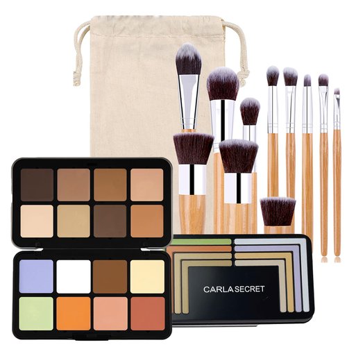 Joyeee Color Correcting Concealer Palette, Contouring Foundation Creamy Contour Multi-Palette with 8 Makeup Brush Set for Foundation Powder Concealers Eyeshadows Blush Makeup, Vegan, Cruelty Free