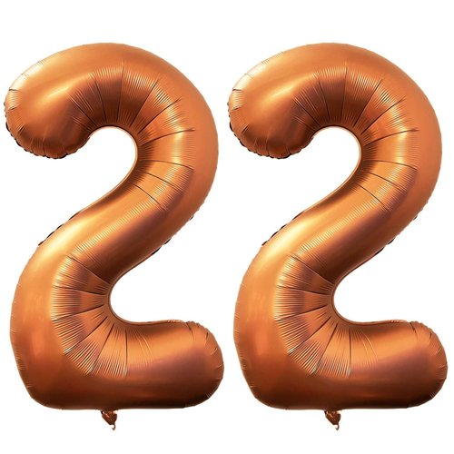 Orange 22 Number Balloons, 40 Inch Giant Number Balloons Foil Mylar Helium Orange Number 22 Balloons for 22th Birthday Party Supplies Anniversary Event Celebration Decorations