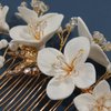 Soulshow New Soft Material Polymer Clay White Flower Wedding Hair Accessories Handmade Pearl Gold Wedding Hair Comb Bridal Hair Accessories