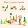 Wooden Animal Forest Balance Stacking Toy Set 36PCS Wood Miniature Tree Blocks Set Elegant Ornaments for Home Decor Wooden Mini Trees Animals Balance Toy for Toddler 36 Months+