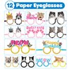 MDNHIO 36PCS Cat Party Favor 24PCS Tattoos 12PCS Paper Eyeglasses Kitty Themed Paper Photo Booth Props Birthday Party Decorations Dress Up Cute Style Funny Sunglasses Supplies Photography