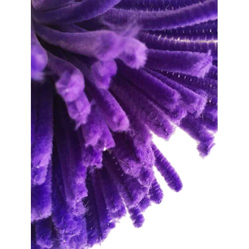 Carykon 100 PCS Fuzzy Chenille Stems Pipe Cleaners for Arts and Crafts (Purple)