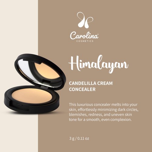 Candelilla Cream Concealer - Himalayan Color - Vegan, Gluten-Free, Non-GMO - Minimizes Dark Circles, Blemishes, Redness & Uneven Skin Tone with Shea Butter & Coconut Oil - 0.11 oz
