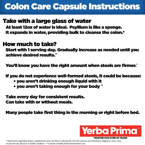 Yerba Prima Prebiotic Colon Care Capsules, 400 Caps (Pack of 2) - Five Forms of Dietary Fiber Supplement - Healthy Soluble & Insoluble Fibers for Regularity & Digestive Support