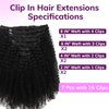 IDN BEAUTY Clip In Hair Extensions Real Human Hair, 14 Inch 120g 7pcs Natural Black 4c Afro Kinky Curly Human Hair Clip In Extensions Remy Hair Clip Ins Real Human Hair Black Women Thick Hair