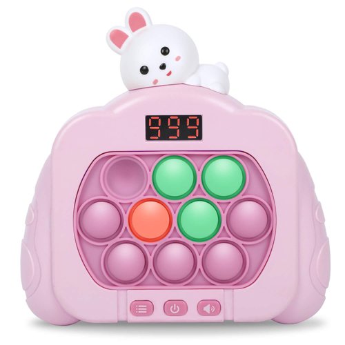 Quick Push Pop Game Fidget Toys for Kids Adults, 12 Game Modes Upgraded Light Up Fast Push Bubble Handheld Game, Stress Relief Toy Party Favors Toy, Christmas Birthday Gifts for 3-12 (Rabbit)
