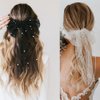 2 PACK Bachelorette Veil Hair Clip Bow for Bachelorette Party Pearl Mrs Hair Bow