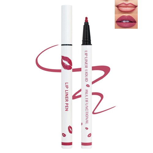 Lip Liner Stain Marker Pen-Pink Matte Waterproof Liquid Lipstick & Lip Liner Pencil, Long Lasting Smudge-Proof Non-Stick Cup Lip Tint Stain, Color Stay All Day, Lipstain Makeup Gift For Women-02#Pink