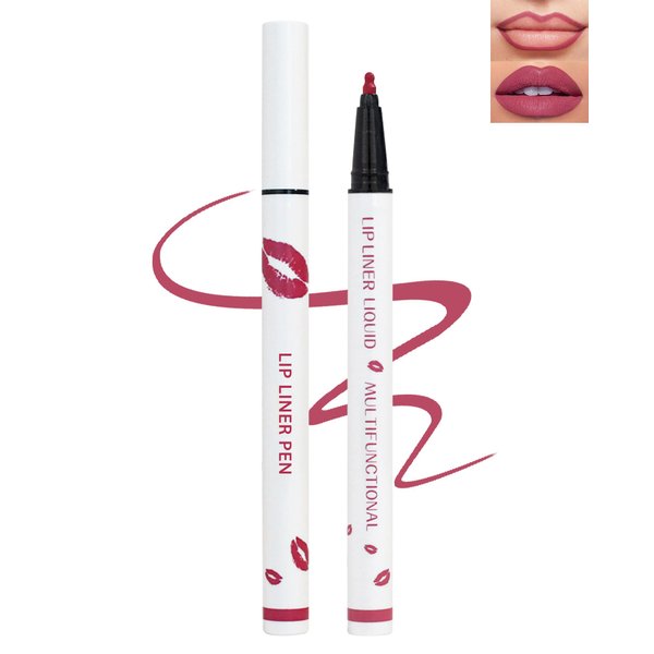 Lip Liner Stain Marker Pen-Pink Matte Waterproof Liquid Lipstick & Lip Liner Pencil, Long Lasting Smudge-Proof Non-Stick Cup Lip Tint Stain, Color Stay All Day, Lipstain Makeup Gift For Women-02#Pink