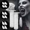 Vampire Fangs 6 Pairs 3 Sizes Teeth with Adhesive and Tweezers, Vampire Fang Fake Teeth Halloween Decorations Party Cosplay Props Werewolf Fang Vampire Dentures Party Favors Masquerade Accessories